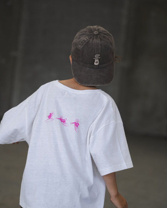 Softie Hemp Tee - White & Pink